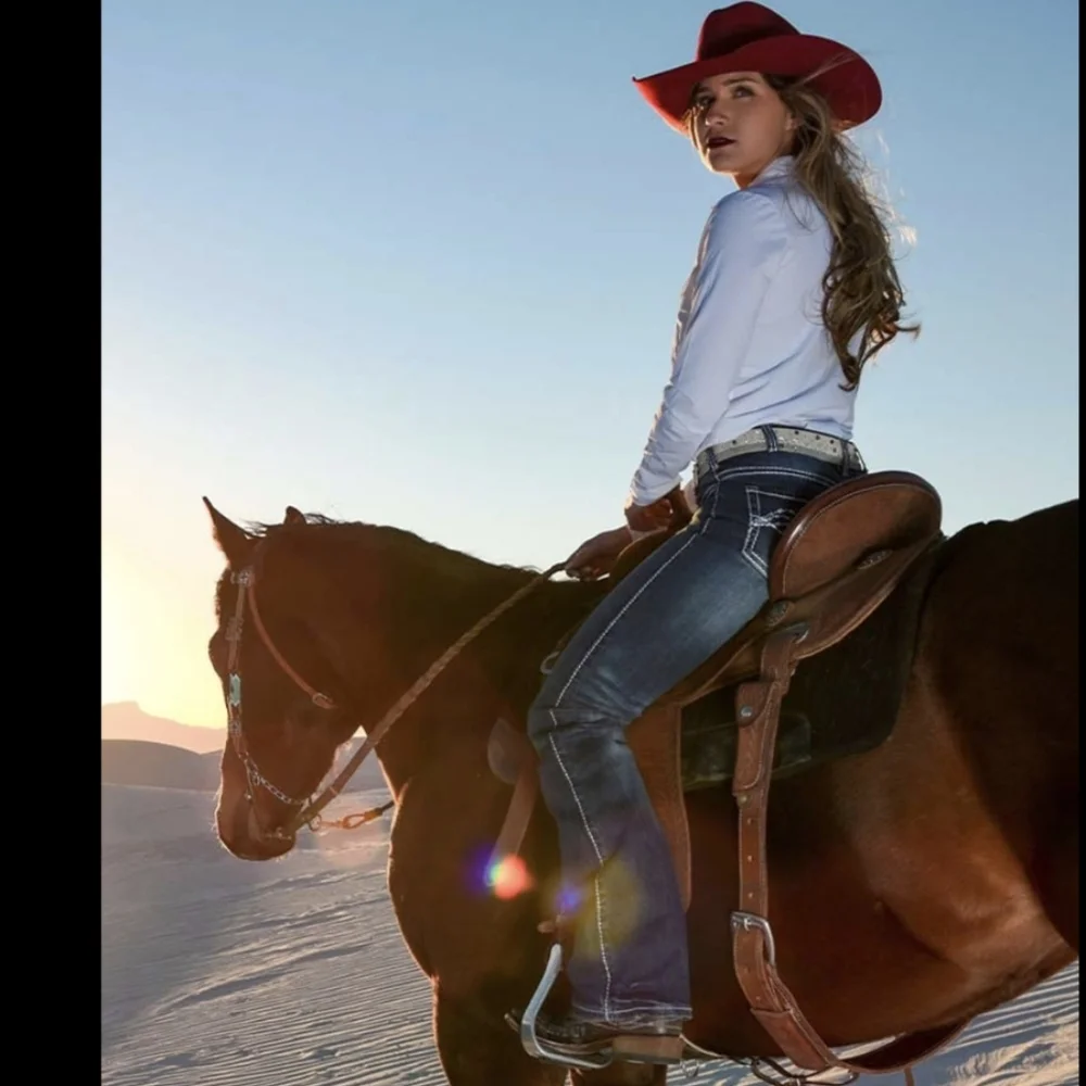 COWGIRL TUFF "Edgy" bootcut med wash rodeo jeans Style #JEDGYJ sz 26x33L EUC - Picture 8 of 16